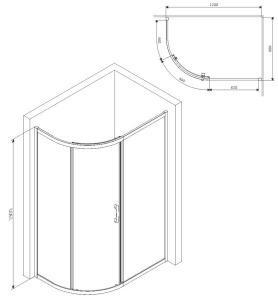 Душевое ограждение 120x80 см, без поддона AM.PM Like W83G-302U120CG64 — изображение 8