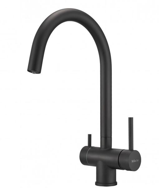 Смеситель для кухни Milacio Ultra MCU.554.TB под фильтр с краном для питьевой воды Total Black
