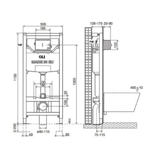 Инсталляция Oli 120 Eco Sanitarblock с белой клавишей смыва (879236mSL01)