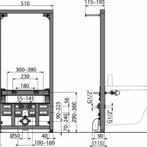 Инсталляция Alca plast для биде, черный (A105/1120)