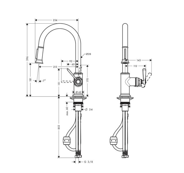 Hansgrohe Смеситель для кухни Montreux 16581140 шлифованная бронза — изображение 2