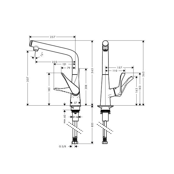 Hansgrohe Смеситель для кухни Metris Select 73810800 нержавеющая сталь — изображение 2