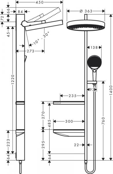 Hansgrohe Душевая система Showerpipe 360 1jet 26842700 — изображение 2