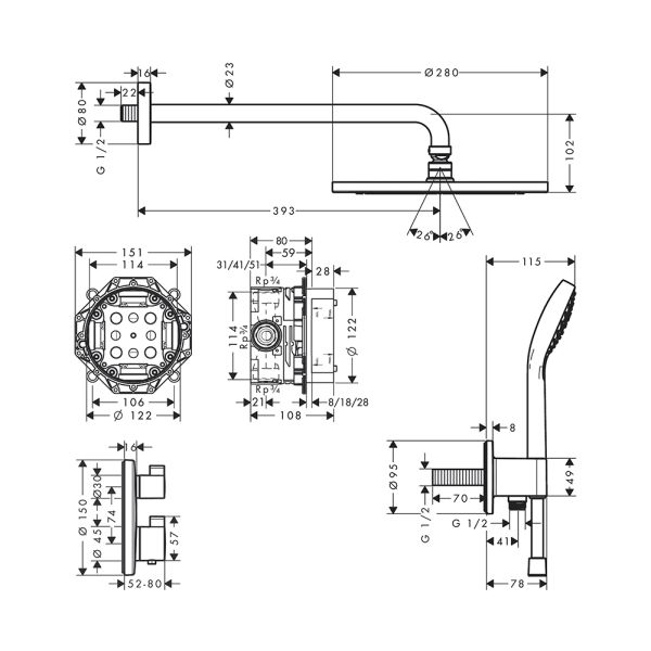 Hansgrohe Душевая система Ecostat S 27954000 хром — изображение 2