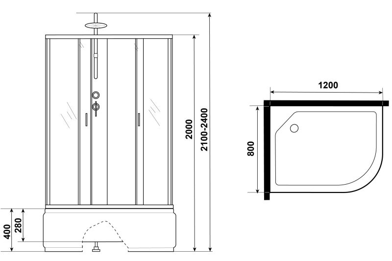Niagara Душевая кабина NG-2310-14LBKTG с гидромассажем 120x80см серебро/матовое — изображение 3