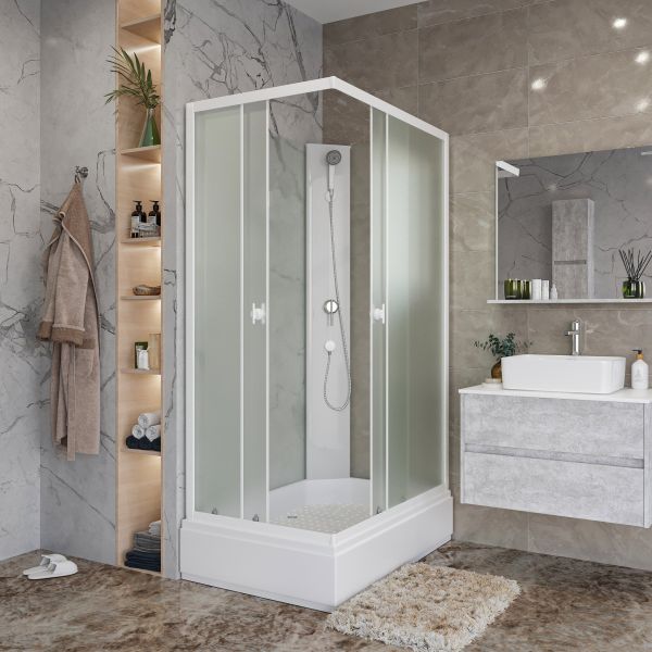 Niagara Душевая кабина Promo P110/80/26Q/MT/BK 110x80 см профиль белый стекло матовое — изображение 3