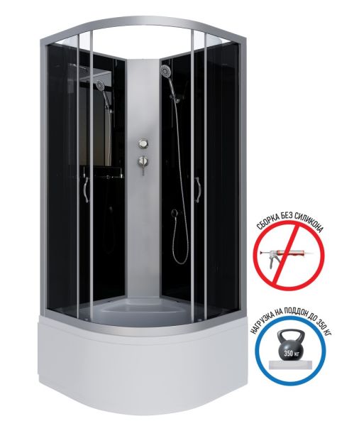Niagara Душевая кабина NG-2507-14BK 80x80см серебро/тонированное — изображение 2