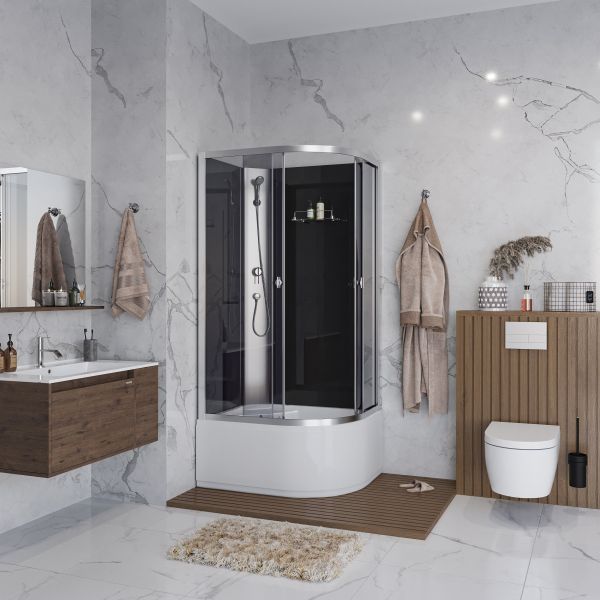 Niagara Душевая кабина Eco E90/80/40L/TN/BK 90x80 см без крыши профиль хром стекло тонированное — изображение 4