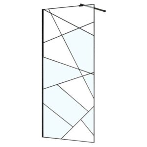 Azario Душевая перегородка Walk-in AZ-271-90-MB-CGP 90 см профиль чёрный матовый стекло с узором
