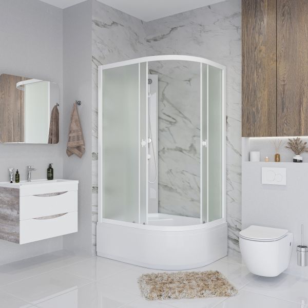 Niagara Душевая кабина Promo P110/80/40L/MT/BK 110x80 см профиль белый стекло матовое — изображение 3