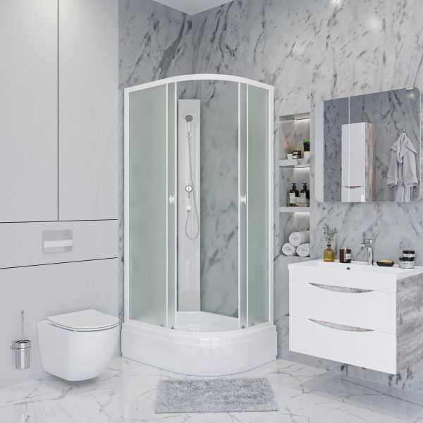 Niagara Душевая кабина Promo P90/70/26L/MT/BK 90x70 см профиль белый стекло матовое — изображение 6