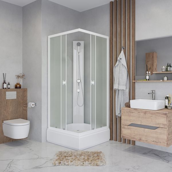 Niagara Душевая кабина Promo P90/26Q/MT/BK 90x90 см без крыши профиль белый стекло матовое — изображение 3