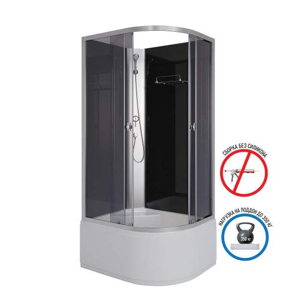 Niagara Душевая кабина Eco E90/80/40L/TN/BK 90x80 см без крыши профиль хром стекло тонированное — изображение 2