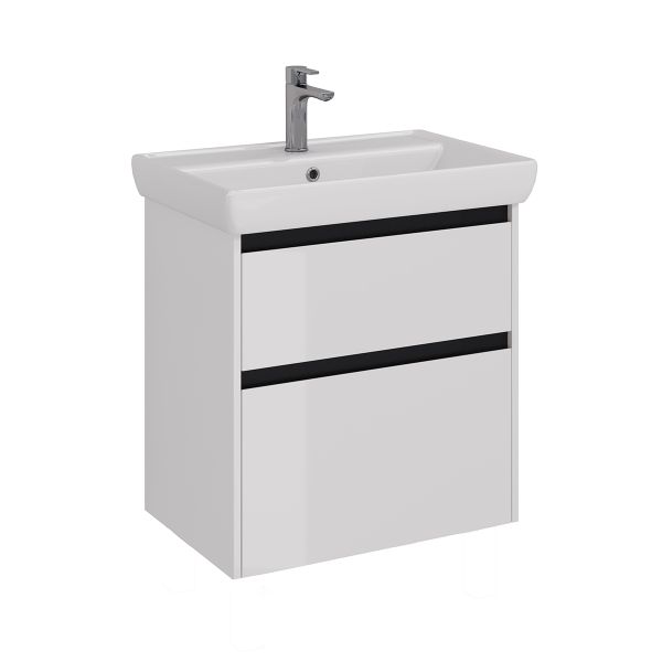 Lemark Тумба под раковину Combi LM03C70T-black 70 см белый глянец черный