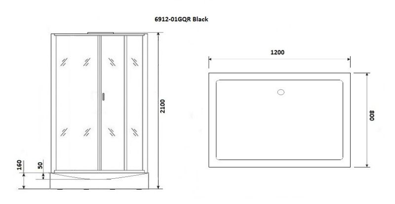 Niagara Душевая кабина Premium NG-6912-01GQR BLACK 120х80 см — изображение 6